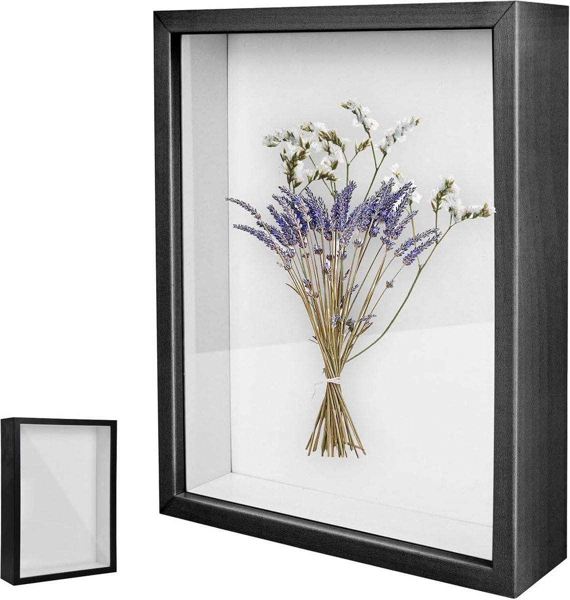 Diepe 3D objectlijst met houten frame - Zwart - 21 x 30 cm