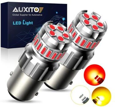 Inspired Living AUXITO 2 Pack 1156 LED Bulb 1157 LED Bulb Upgrade (BA15S BAY15D) For Brighter Brake, Reverse & DRL Lighting yellow 1156 Ba15s P21w
