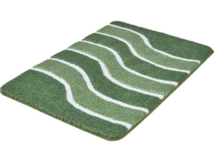 Badematte MEUSCH Lara , grün (minze), H:20mm, Polyester, Badematten, Badematte, Wellen-Design mit flauschigen weißen Akzenten
