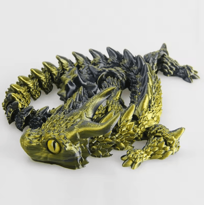 Inspire Picks 3D Printed Magic Dragon Fidget Toy Articulated Movable Joint Desk Ornament black Gold 1pc