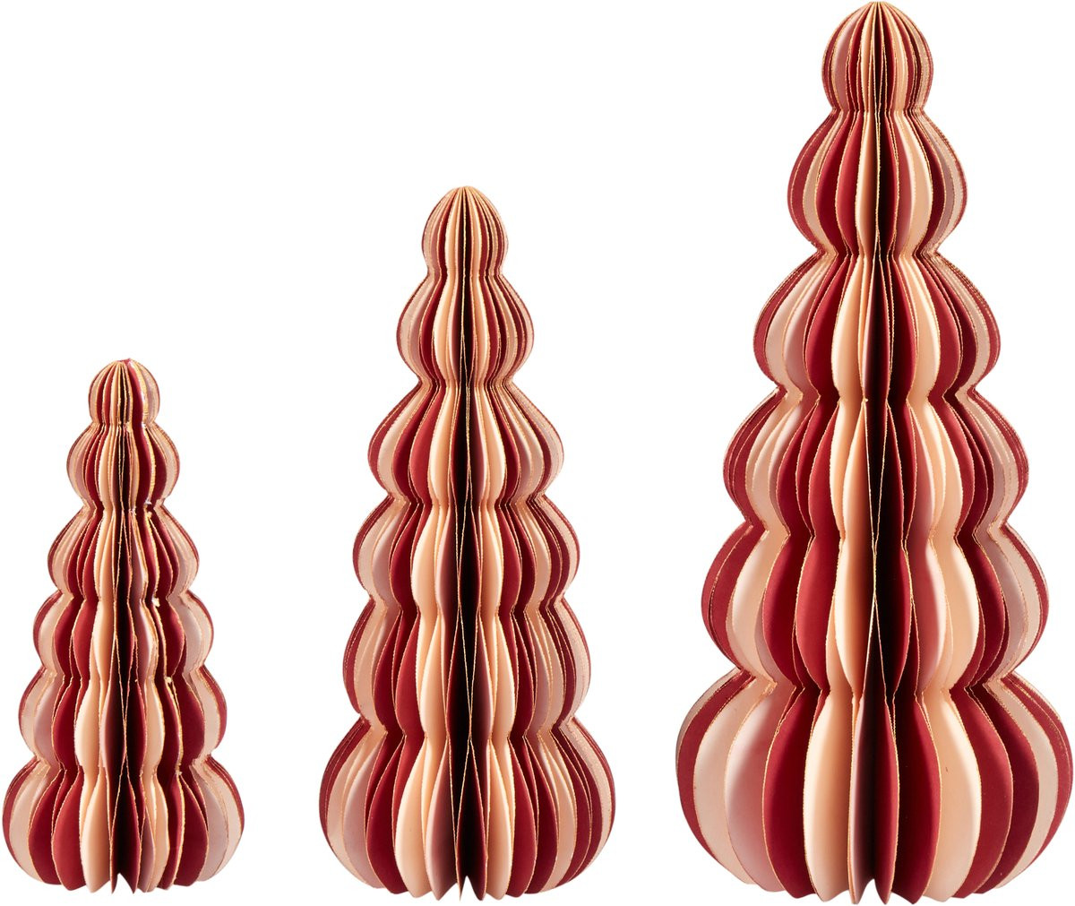 Beliani Kerstfiguren set van 3 - Beige/Rood - Papier