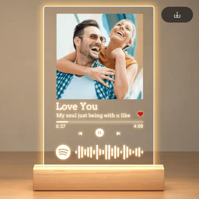 Inspire Picks Custom Spotify Acrylic Plaque Lamp Personalized Romantic Music Gift For Couples version B 7 Colors Light Base