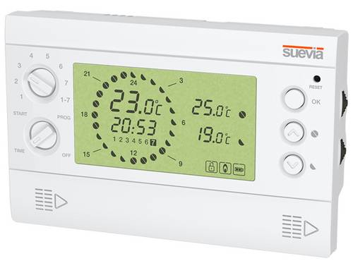 Suevia SU325700 Thermostat Raumthermostat Aufputz, Wand Tagesprogramm, Wochenprogramm Digitales Uhrenthermostat mit Relaisausgang