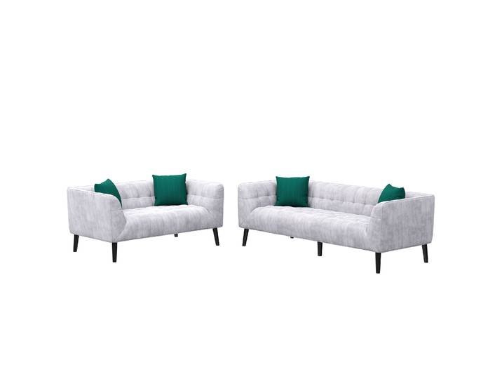 Sofa Set Samt MERLIN grau