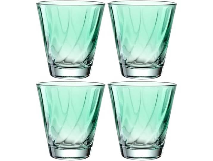 LEONARDO HOME Twist 046968 - Lot de 4 verres à jus de qualité supérieure et modernes - Verres à eau ergonomiques et incurvés - Pour un usage quotidien - Vert - 215 ml