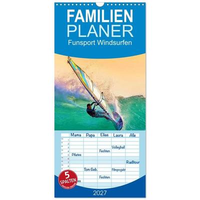 Familienplaner 2027 - Funsport Windsurfen mit 5 Spalten (Wandkalender, 21 x 45 cm) CALVENDO