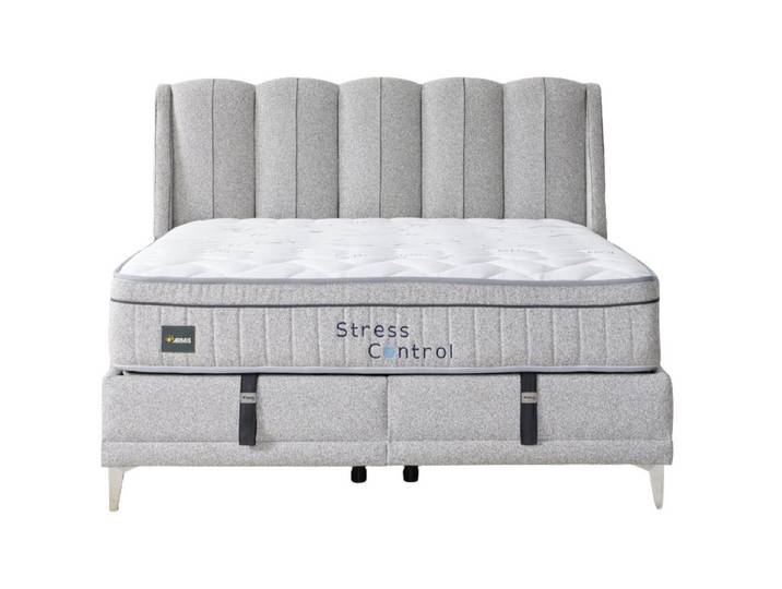 Villa Möbel Boxspringbett Stress Control (Bett (ohne Matratze), Liegefläche 140x200), Bettkasten mit XXL Stauraum und Gasdruckfedern für einfache Handhabung