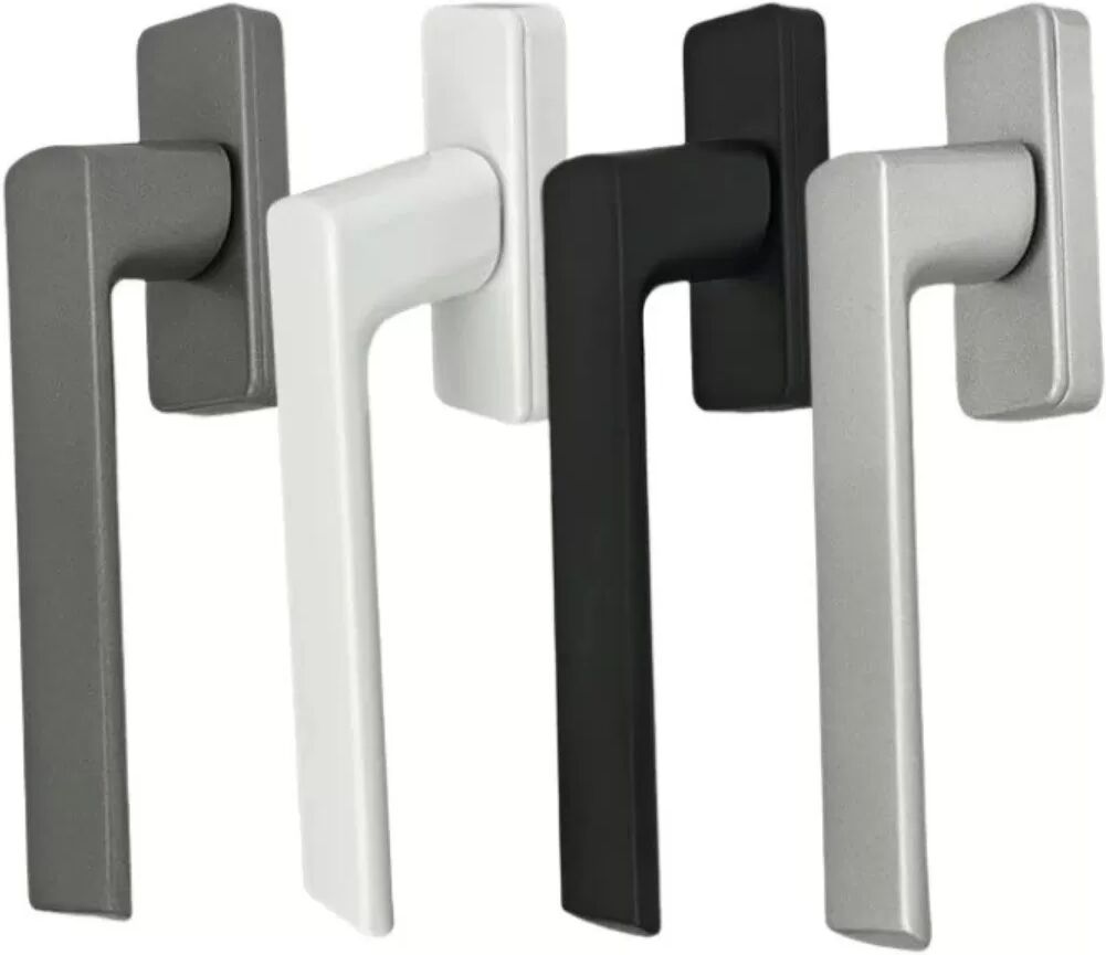 INF Abschließbarer Fenstergriff für Drehfenster – Aluminiumlegierung, ergonomischer gebogener Hebel, 25mm Vierkantstift Silber