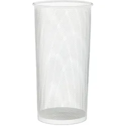 Relaxdays Schirmständer, für Regenschirme & Gehstöcke, rund, Metall, Gitter Optik, Schirmhalter, HxD: 49,5 x 26 cm, weiß