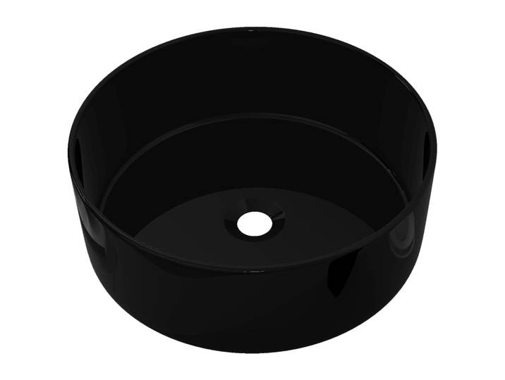 vidaXL Waschbecken Keramik Rund Schwarz 40 x 15 cm