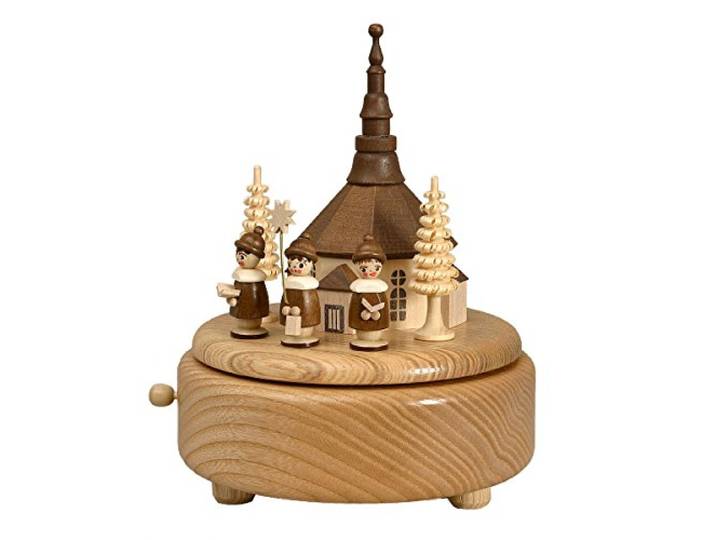 Rudolphs Schatzkiste Spieldose mit Kirche Kurrende Natur BxHxT 13x16x13cm NEU Spieluhr Spielwerk Musikdose Musik Figur Seiffen Erzgebirge Holz Dekoration Weihnachten