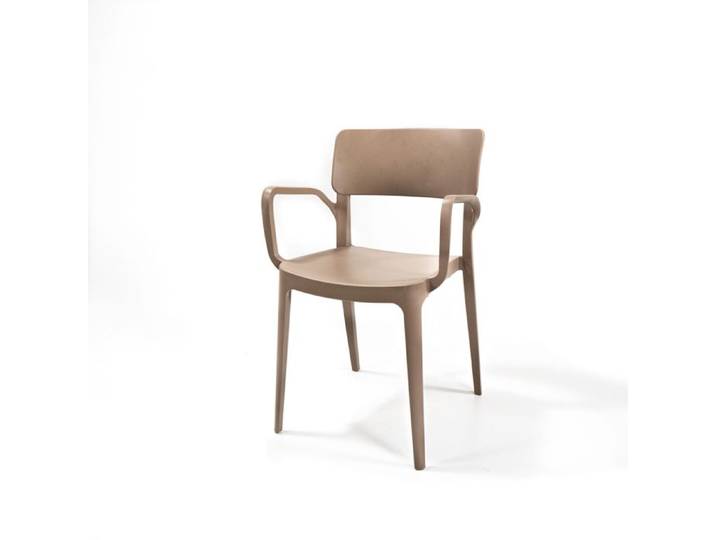 Chaise Wing en Plastique Empilable avec Accoudoirs - Lot de 4 - Veba - Beige - l- L1- P- h Beige - l- L1- P- h