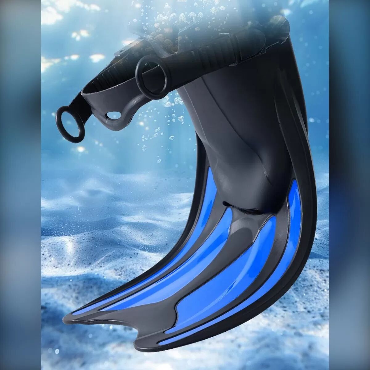 INF Palmes de Natation Rapides : Palmes de Plongée à Haut Rebond avec Sangle de Talon Ajustable Bleu