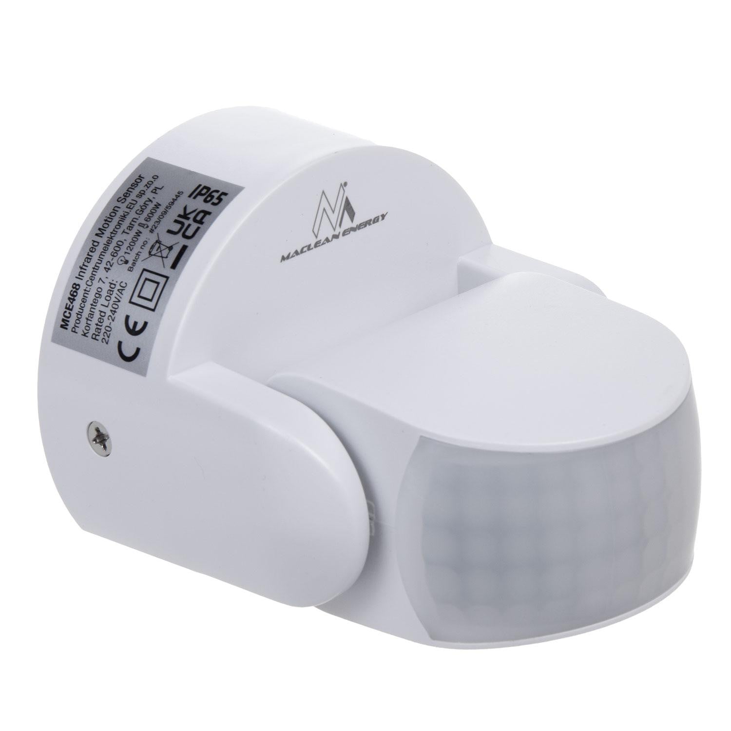 Maclean Bewegingsmelder met PIR-sensor, IP65, 180 graden, geschikt voor buitengebruik, met schemersensor