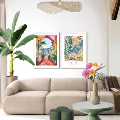 Bild mit Rahmen REINDERS "Matisse mit Blick aufs Meer", bunt (farbe bild(er): mehrfarbig), B:50cm H:70cm T:2,2cm, MDF, Bilder, Wohnzimmer - Mehrfarbig - MDF - Berühmte Künstler - 50x70 cm