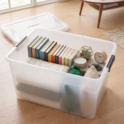 Juskys Aufbewahrungsbox mit Deckel - 4er Set Kunststoff Boxen 45l - Box stapelbar, transparent