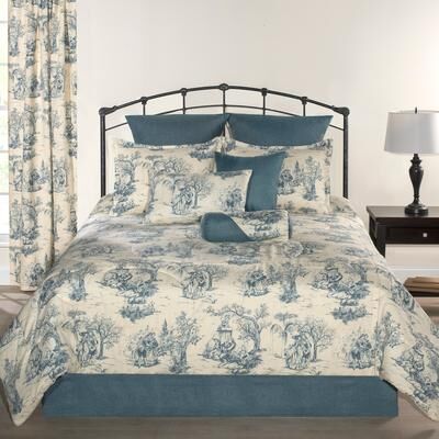 Victor mill Provence Blue Toile quilt set