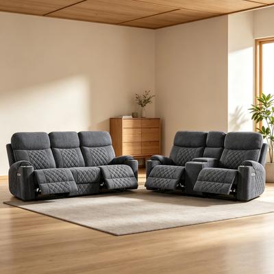 EBELLO Power Reclining Sofa Multiple Configurations with Center Console Cup Holders Hidden Storage USB & Type-C Charging Ports