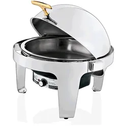 WAS Germany - Elektro Chafing Dish mit Roll Top Deckel, 6,8 ltr. , Ø 39,5 cm, Chromnickelstahl