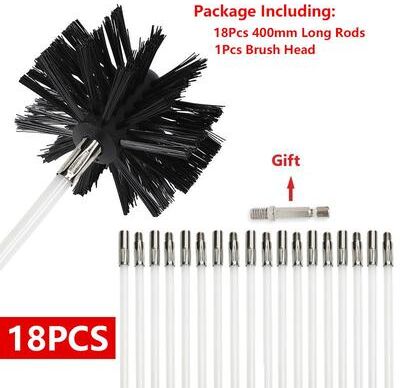 ModernMart 400mm Long Rotary Chimney Brush: Flexible Rod For Fireplace Inner Wall & Roof Cleaning 100mm Brush Head 18pcs 400mm Pole