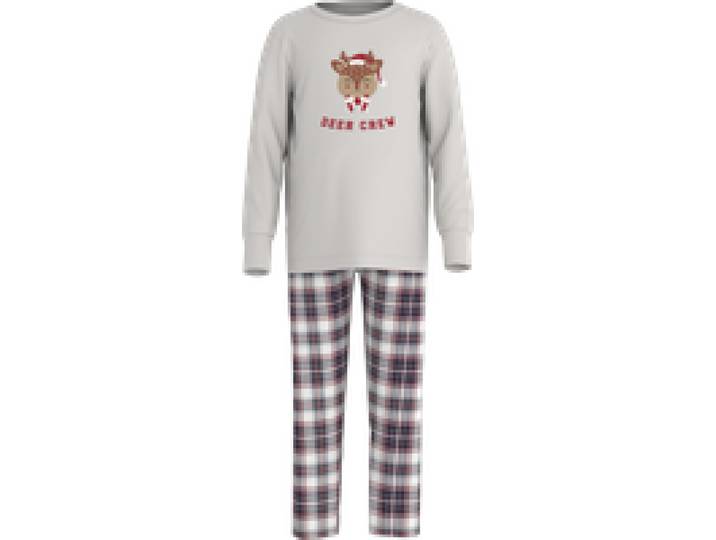 LUPILU® Ensemble pyjama de Noël enfant (gris/bleu marine, 2-4 ans)