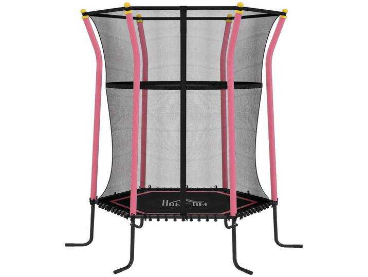 Homcom Kindertrampolin Stahl Kunststoff Rosa, Metall, 111x122 cm, Freizeit & Co, Gartenspielzeug