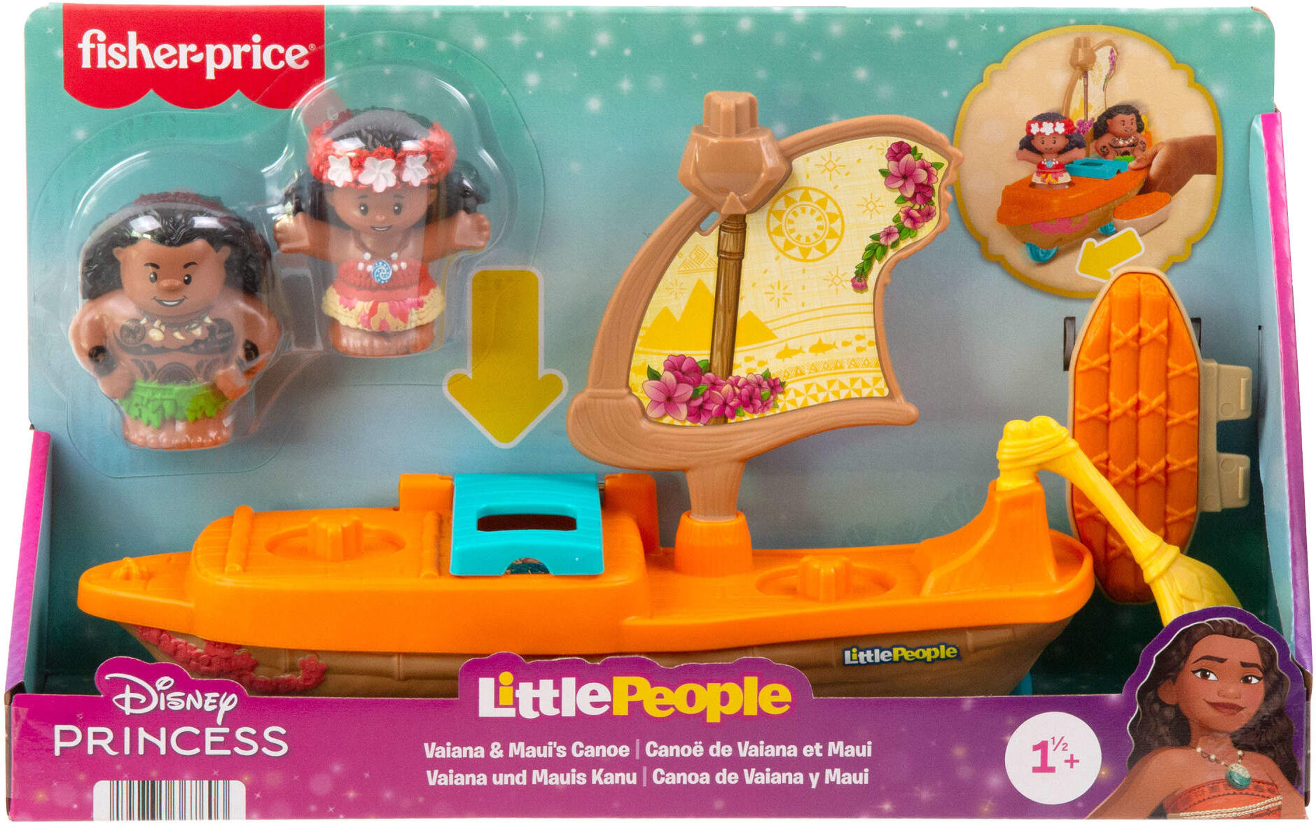 Fisher Price Spielzeug-Boot FISHER-PRICE "Little People Vaiana und Mauis Kanu", bunt, Spielzeugfahrzeuge, Kinder, Kunststoff, Spielzeug-Boot