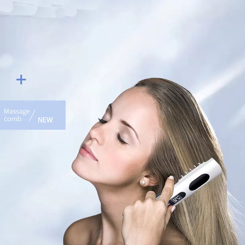 INF Peigne de massage du cuir chevelu - Blanc : Peigne électrique pour la croissance des cheveux