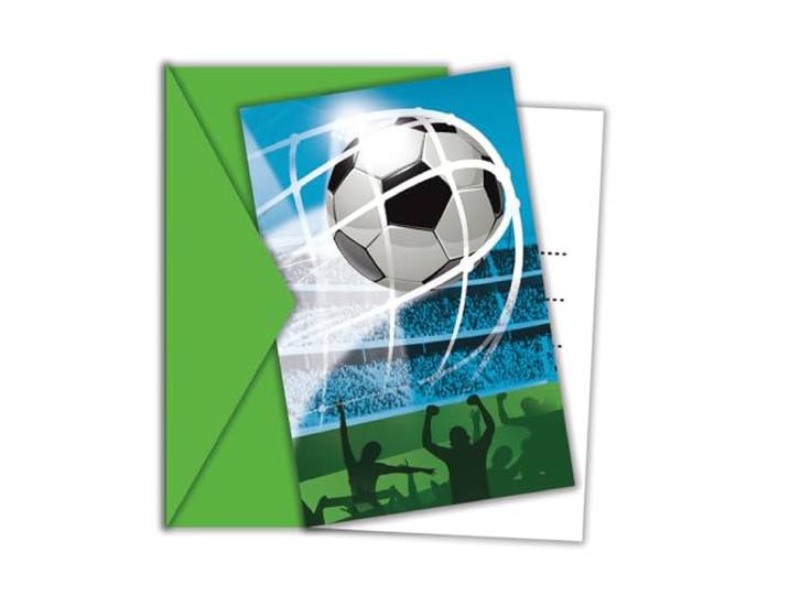 Procos - Uitnodigingen met voetbaltas Soccer Fans Party van FSC-papier, 6 stuks, PR93753