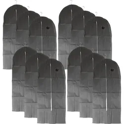 12er-Set Kleiderschutzhülle mit Reissverschluss - Staub- & knitterfreie Aufbewahrung von Textilien - 137x60 cm grau - Ideal für Reisen & Kleiderschrank