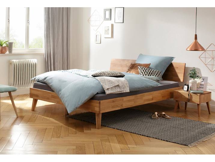 Bett HOME AFFAIRE Natali , braun (eiche), L:210cm, Betten, Bett, aus massiver Eiche, in verschiedenen Breiten