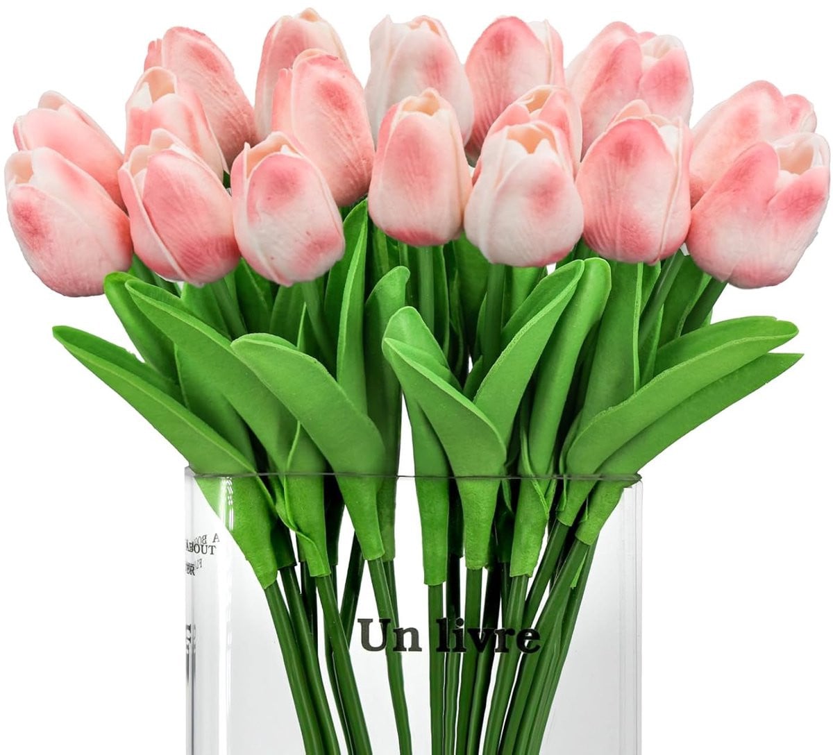 Set van 24 lichtroze kunsttulpen van latex voor decoratie