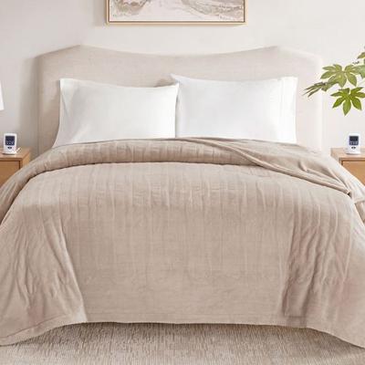 Jla Home/Bed Microplush Heated Blanket, Queen, Light Taupe
