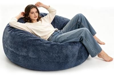 Kodotan sofa Bean Bag Chair,Plush Fabric With Lurex,Shiny Silver Thread Faux Fur Plush,Memory Foam Filling,Round Sofa For Living Room
