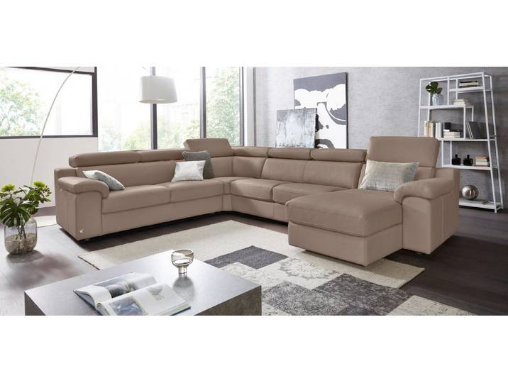 CALIA ITALIA Wohnlandschaft CS_Mambo, U-Form, Familiensofa, bequem und zeitlos, in Leder, inklusive Kopfteilverstellung