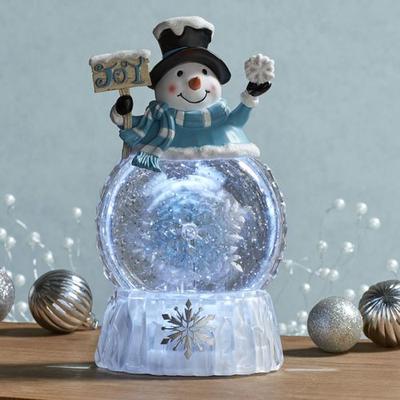 Roman Inc Jovial Swirl LED Snowman Water Globe Light Blue , Light Blue