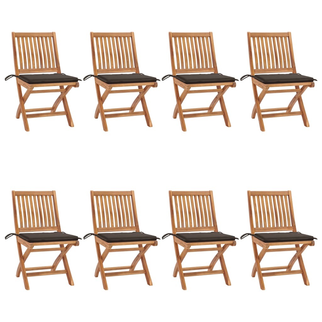 Maison Exclusive - Klappstühle mit Kissen, 8-teilig, Massivholz Teakholz