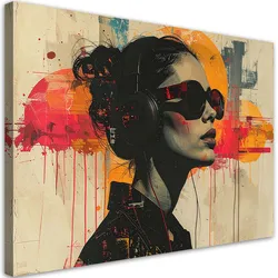 WANDBILD, Buntes Frauenporträt im modernen Kunststil