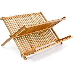 Relaxdays Abtropfgestell CROSS Bambus 42 cm breit Hellbraun