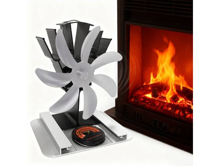 Ventilateur de poêle à bois avec 7 pales pour une fonctionnement silencieux et une distribution efficace de la chaleur alimentée par la chaleur de la cheminée sans électricité