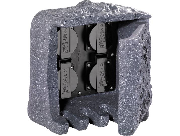 TRIO Steckdosen-Kombi Stein IP44 9962-114xSchuko Zuleitung 5m