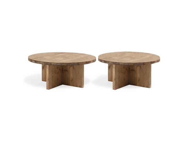 Ensemble 2 tables en bois de sapin vieilli 80x30cm