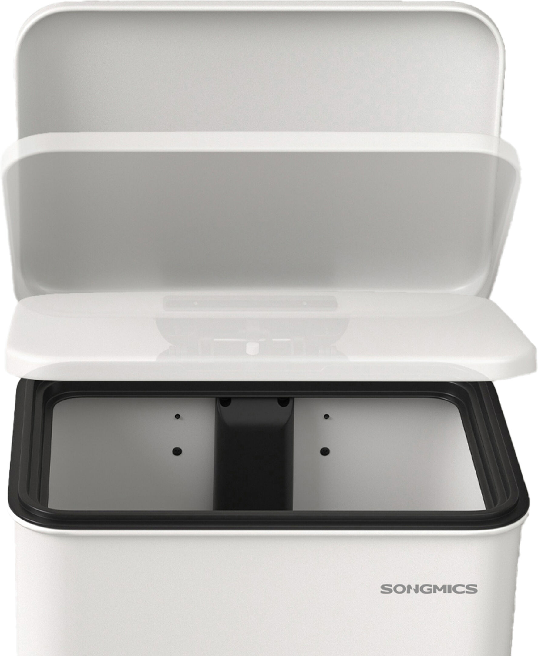 SPRINTIS Poubelle à pédale 40 litres, Softclose blanc, acier, PP, PE