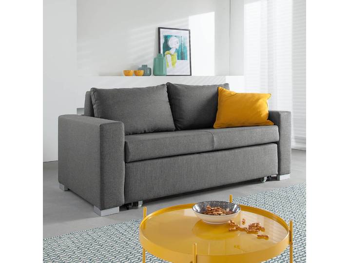 Schlafsofa Basic Grau/Grau Stoff Doran 173cm mit Schlaffunktion Modern