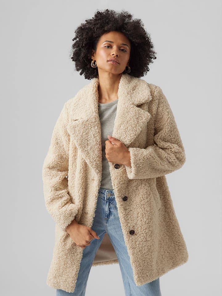 Vero Moda Teddymantel in Beige - L