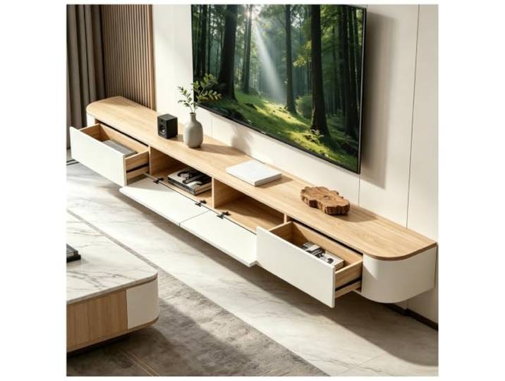 OMGMTSTORE TV-Schrank,Fernsehtisch Hängend mit 2 Schublade,1 Türen,200 cm lang,TV Lowboard für Fernseher bis zu 85 Zoll,TV Tisch,Hängeboard Schwebend,TV Board hängend,für Wohnzimmer,Schlafzimmer
