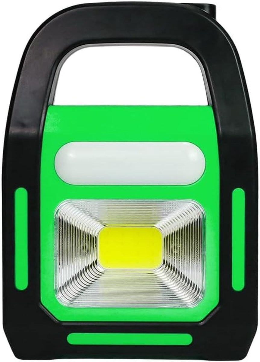 Merkloze Oplaadbare Zonne-energie Camping Lantaarn en Noodlamp - Groen - 20 x 14,5 cm
