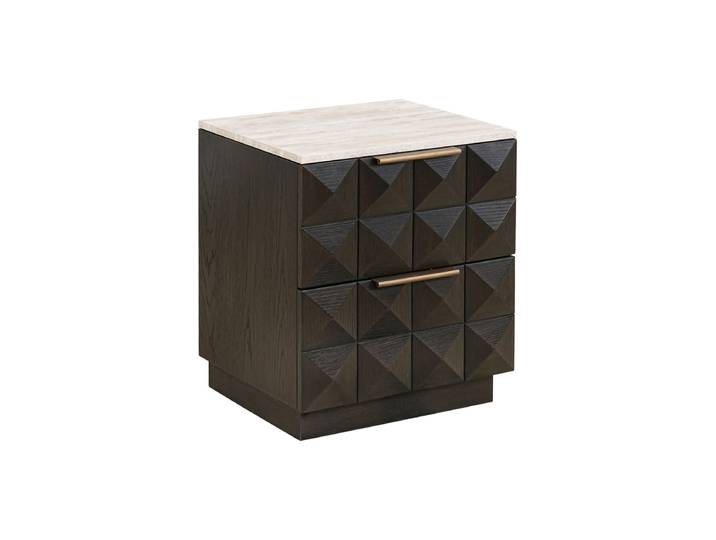Design Nachttisch „Claremont“ mit Marmorplatte Braun Richmond Interiors