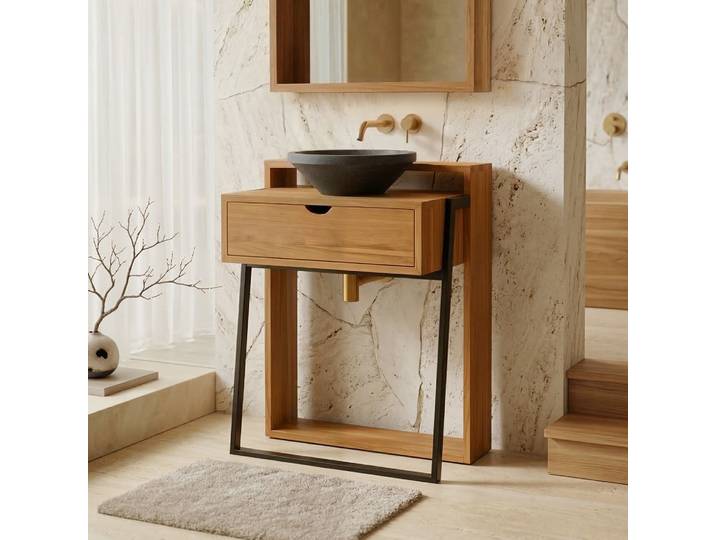 Meuble de salle de bain en teck massif - Arya