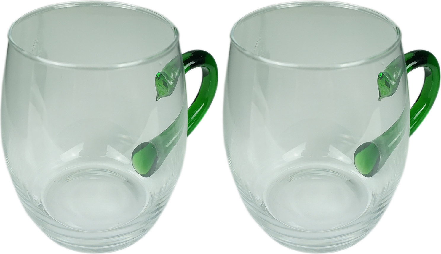 Novaliv Set van 2 Wijnglazen met Groene Steel, 250 ml